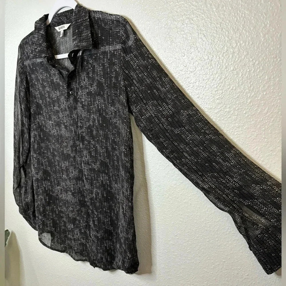 ☀️BB Dakota Sheer Patterned Long Sleeve Button Up - Picture 3 of 7